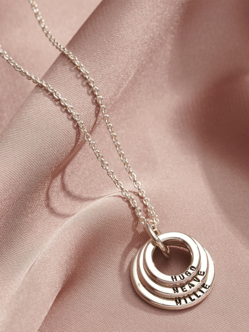 Posh Totty Designs personalised mini family names necklace with 18 inch chain, imported from the UK