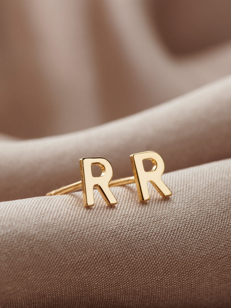 Posh Totty Designs personalised initial stud earrings 1cm, imported from the UK