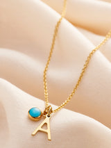 Next Posh Totty Designs Personalised Birthstone & Initial Letter Charm Necklace- Buy online at McGrocer