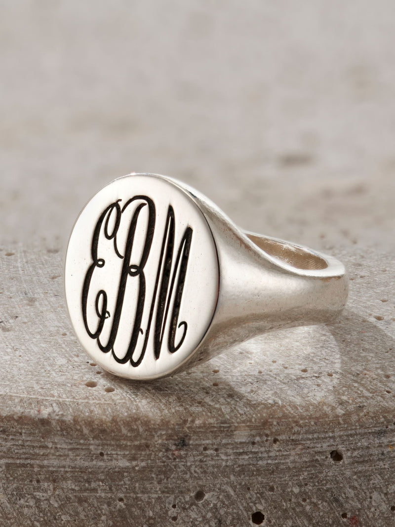 Posh Totty Designs personalised signet ring with monogram, imported from the UK