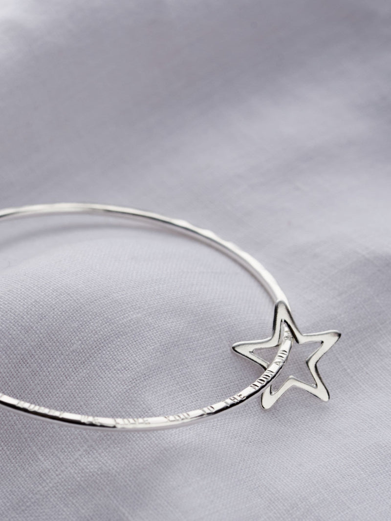 Posh Totty Designs Personalised Star Bangle 6.5cm diameter, imported from the UK