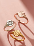 Posh Totty Designs monogrammed silver signet ring, imported from the UK