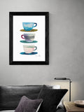 East End Prints black coffee cups framed art print (British brand)