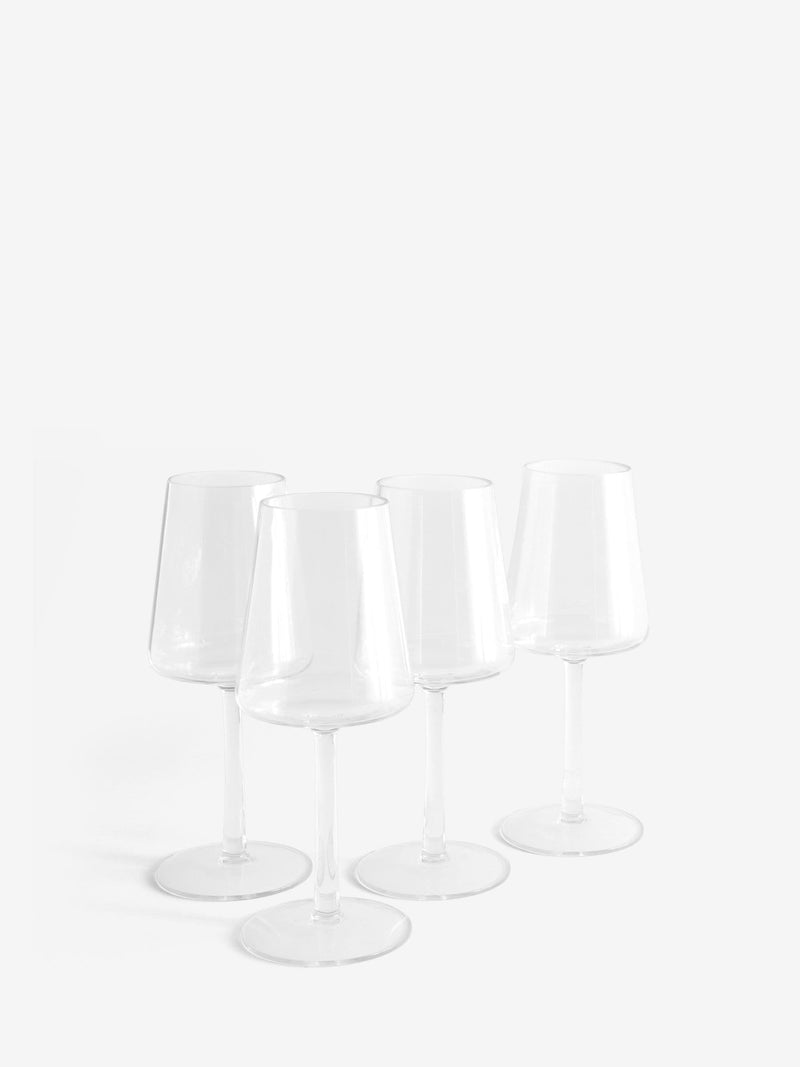 Clear angular plastic wine glasses set of 4 - British product