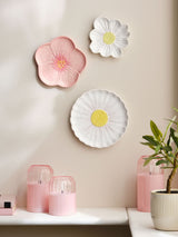Next Set of 3 White Ceramic Flower Wall Art Plaques- Buy online at McGrocer