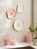 Set of 3 white ceramic flower wall art plaques (British brand)