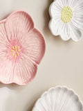 Set of 3 white ceramic flower wall art plaques (British brand)