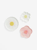 Set of 3 white ceramic flower wall art plaques (British brand)