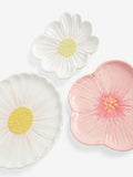 Set of 3 white ceramic flower wall art plaques (British brand)