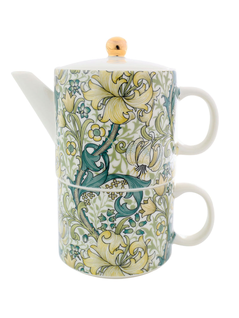 Blue Golden Lily ceramic teapot and cup set tea for one (British brand)