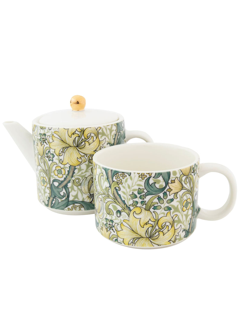 Blue Golden Lily ceramic teapot and cup set tea for one (British brand)