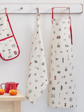 Victoria Eggs Red and Charcoal Simply London apron (British brand)