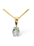 The Diamond Store Blue Topaz 9K yellow gold pendant necklace 7x5mm (British brand)
