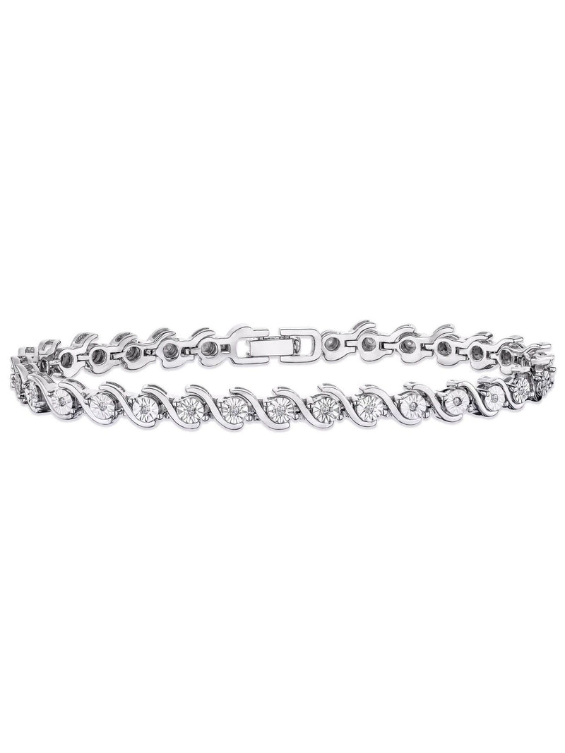 The Diamond Store diamond and silver twist bracelet with 0.19ct diamonds (British brand)