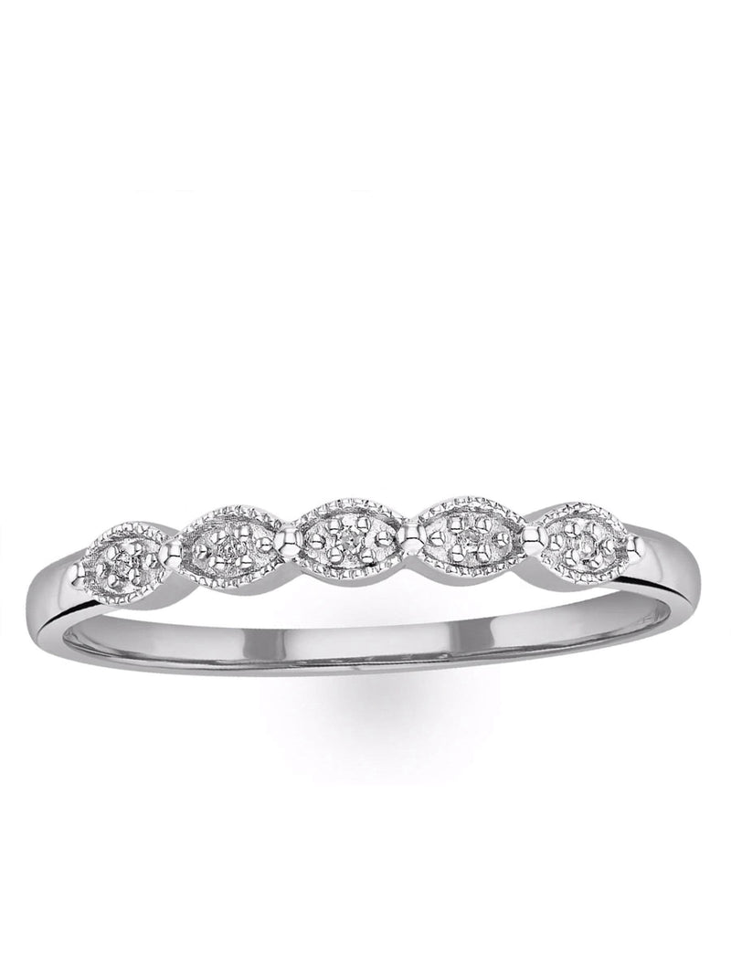 The Diamond Store White Half Eternity Ring with 0.02CT diamonds in 9K gold (British brand)