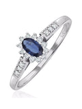 The Diamond Store Blue Sapphire Ring with Lab Diamonds (British brand)