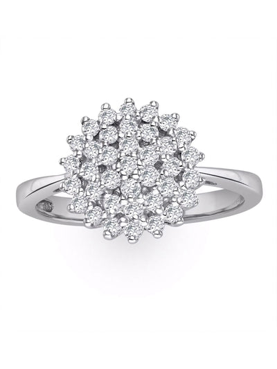 Next The Diamond Store Silver Tone Cluster Lab Diamond Ring 0.33ct H/Si Set- Buy online at McGrocer