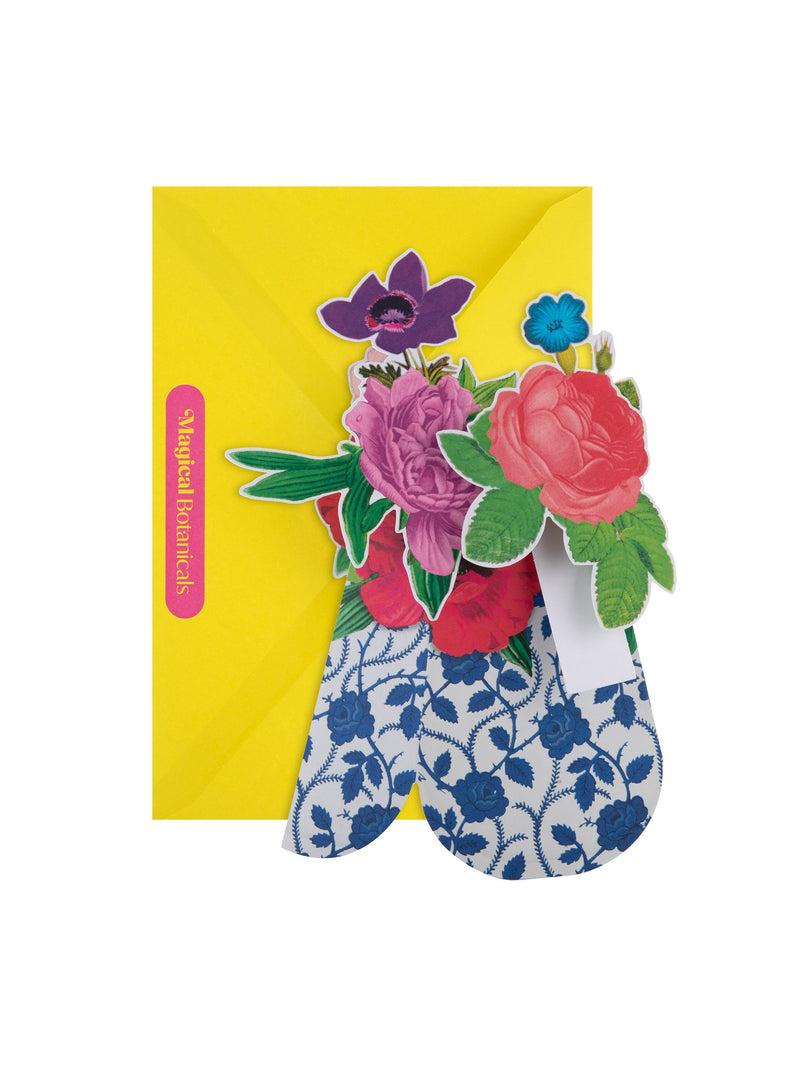 Hallmark 3D pop-up paper flower card with patterned vase, UK version