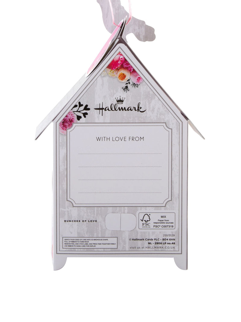 Hallmark mum birthday card with 3D birdhouse pop-up design, 19.5cm square, UK version