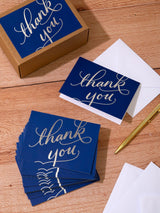 Next Hallmark Blue Thank You Cards with Foil Script Design 40 Pack- Buy online at McGrocer