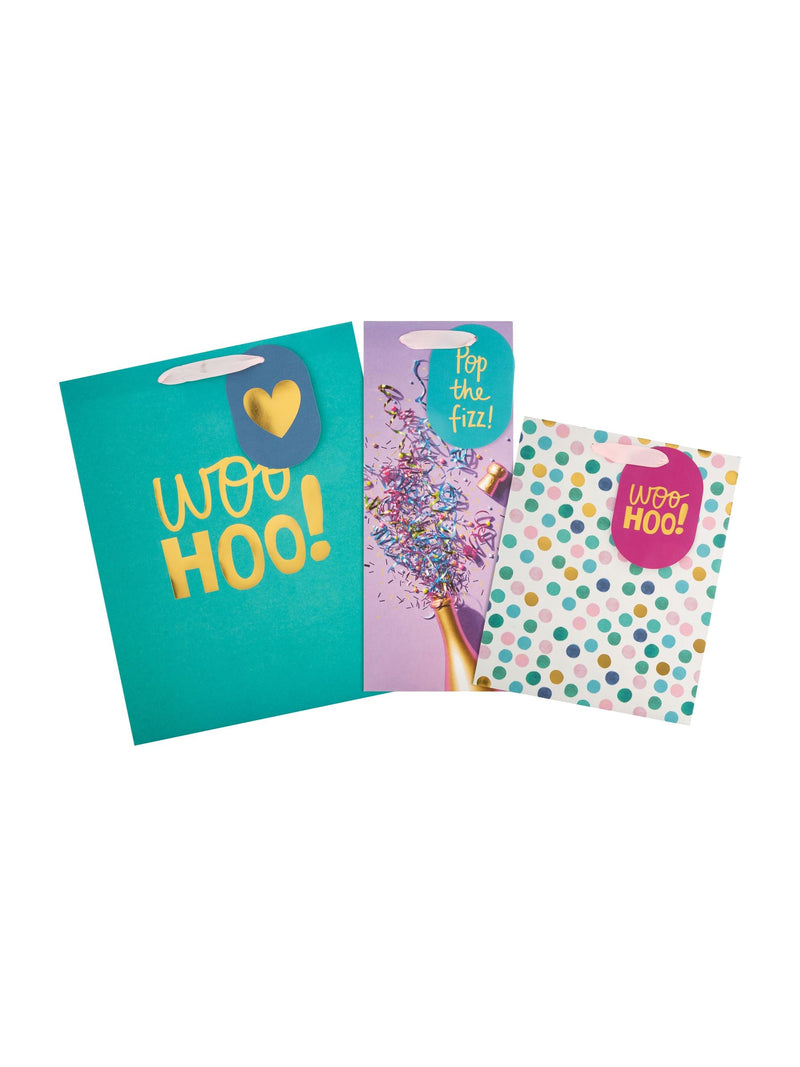 Hallmark celebratory designs gift bags set of 3, UK version