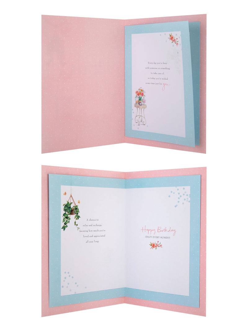 Hallmark sister birthday card with bath illustration, UK version