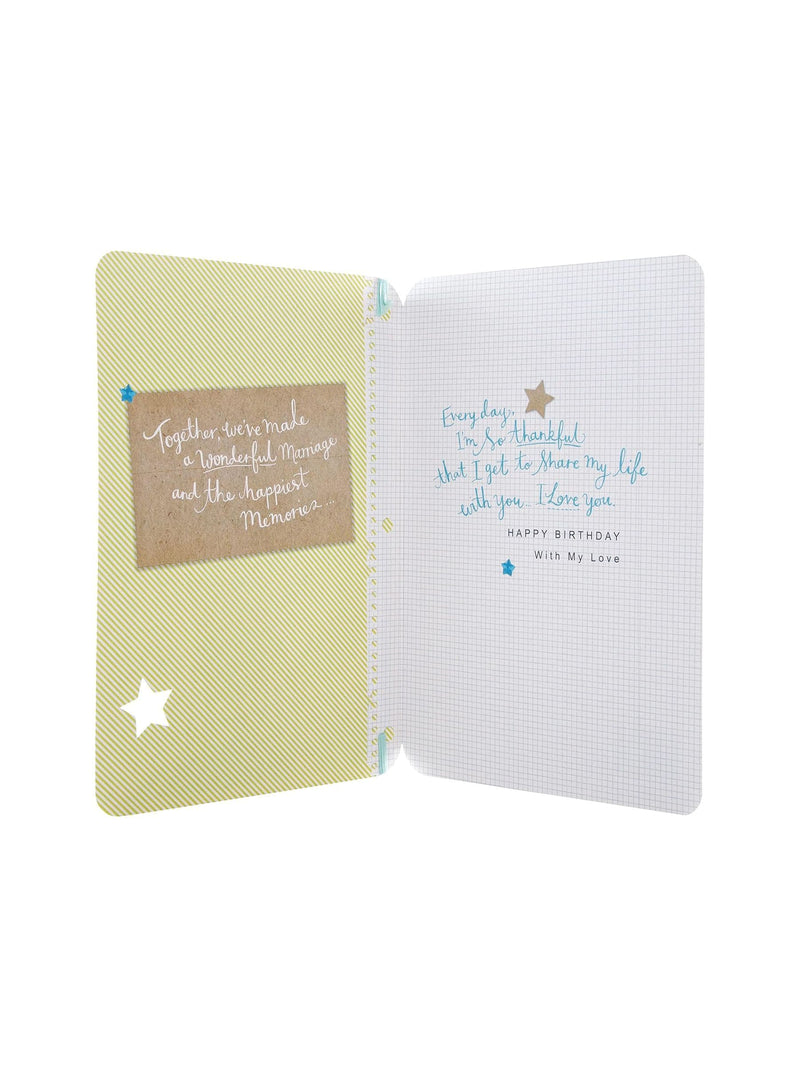 Hallmark blue birthday card for husband contemporary text design 22.8x15.9cm, UK version
