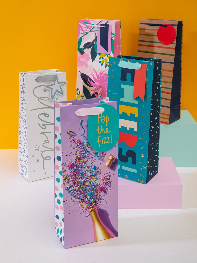 Hallmark Multi 5 Celebratory Designs Bottle Gift Bags Set of 5, UK version
