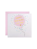 Hallmark pink birthday card with 3D balloon design 19.8cm x 19.8cm, UK version