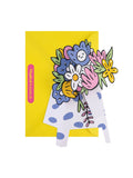 Hallmark 3D pop up paper flower card with spotty vase, UK version