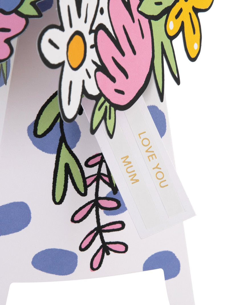 Hallmark 3D pop up paper flower card with spotty vase, UK version