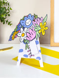 Hallmark 3D pop up paper flower card with spotty vase, UK version