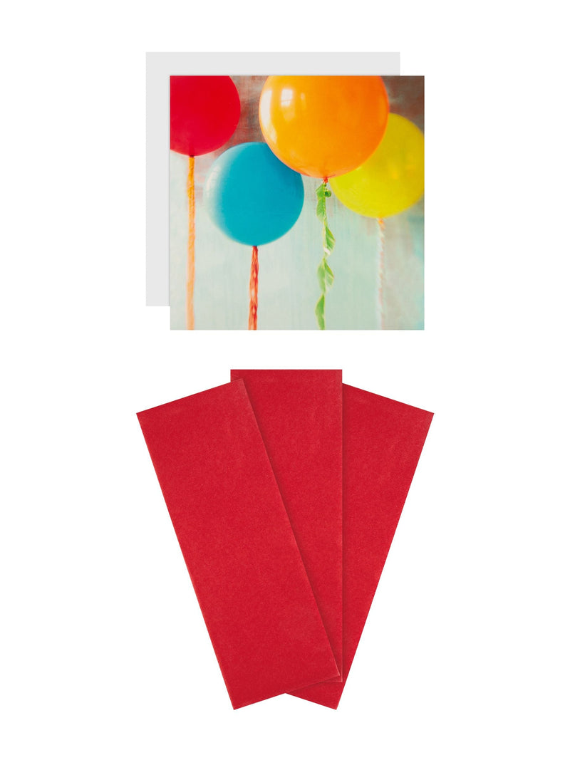 Hallmark birthday gift bag set with red tissue and card, UK version