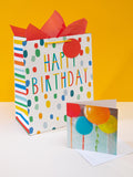 Hallmark birthday gift bag set with red tissue and card, UK version