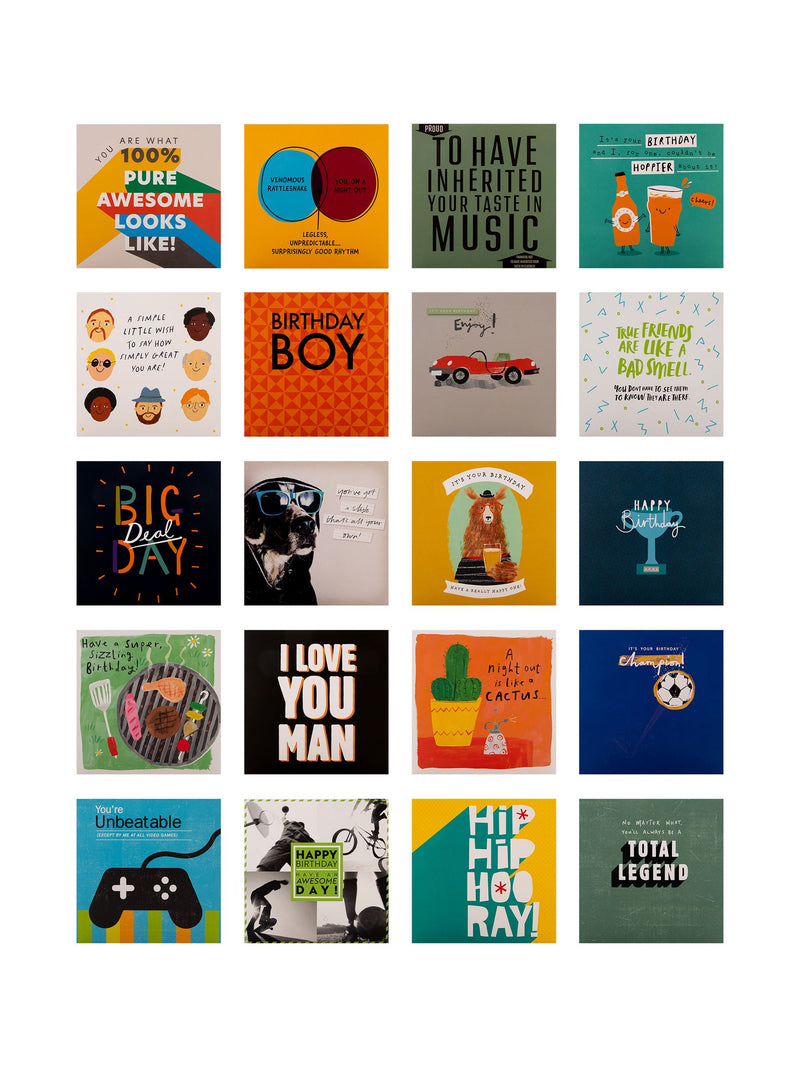 Hallmark 20 pack assorted birthday cards 16cm x 16cm, UK version