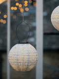 Lights4fun set of 3 white Tyvek Moroccan solar lanterns 20cm (British brand)