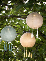 Next Lights4fun Set of 3 Pastel Lucena Tassel Hanging Outdoor Solar Lanterns- Buy online at McGrocer