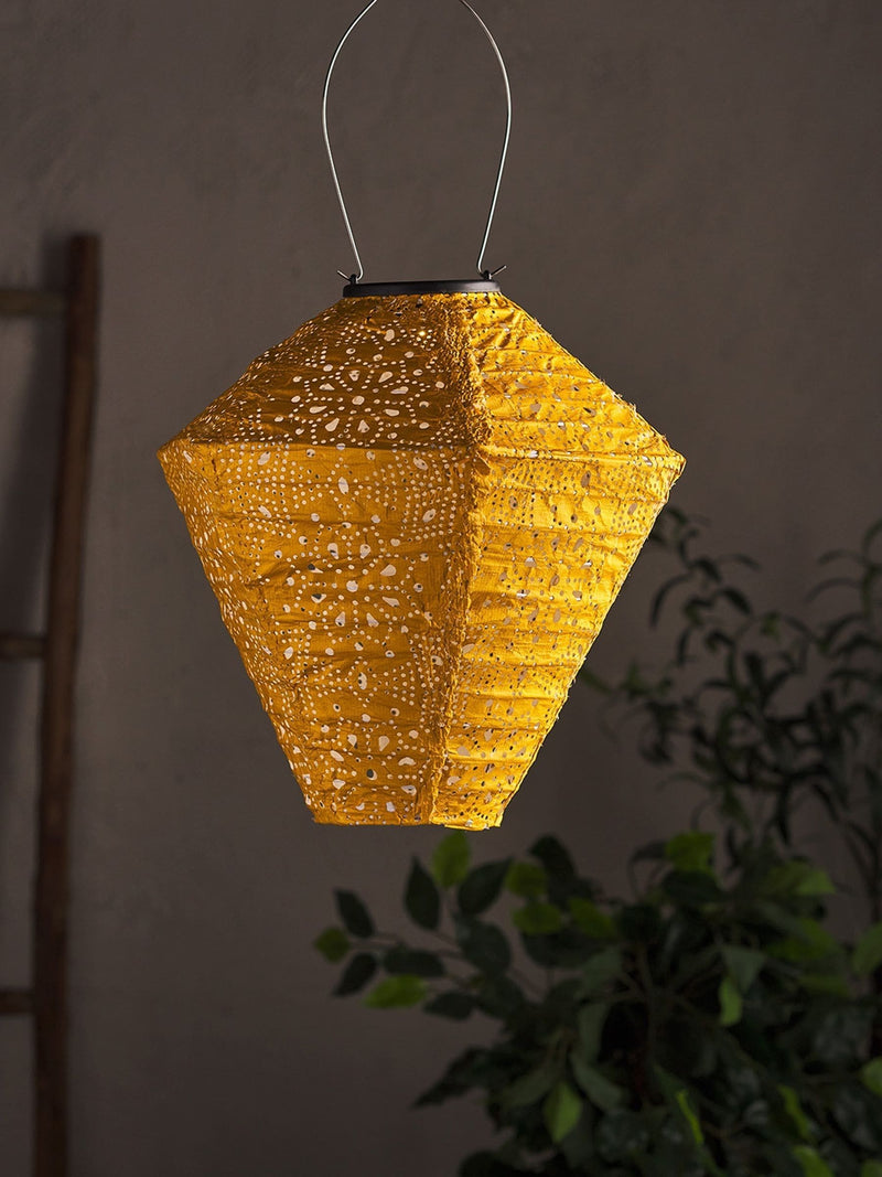 Lights4fun Tyvek solar lantern yellow outdoor hanging, imported from the UK