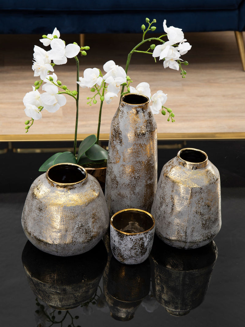 Interiors by Premier gold and grey small ceramic vase, UK version