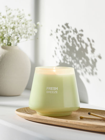 Next Green Gardenia and Bergamot Pastels Fresh Breeze Pillar Candle 9.5cm- Buy online at McGrocer
