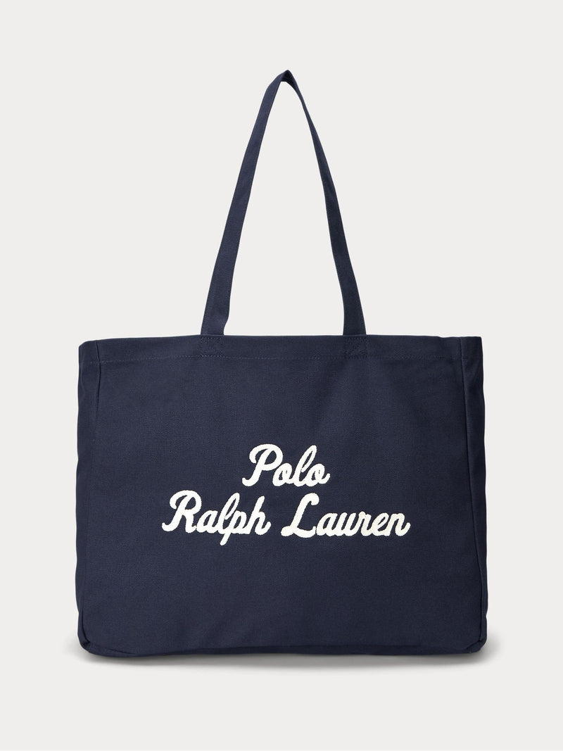 Polo Ralph Lauren blue embroidered logo canvas tote bag (British brand)