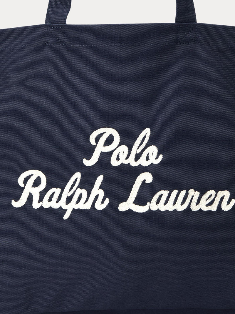 Polo Ralph Lauren blue embroidered logo canvas tote bag (British brand)