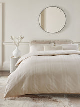 Natural Champagne 100% Cotton Waffle Sateen Duvet Cover and Pillowcase Set