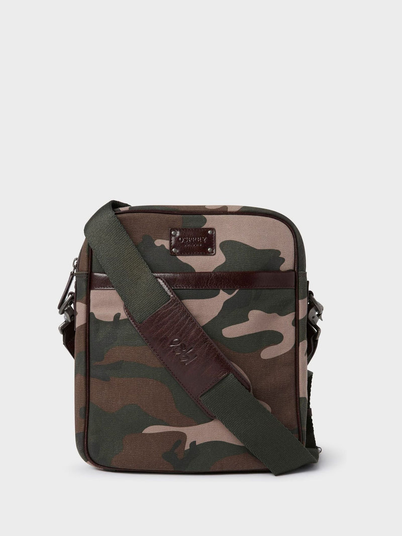 OSPREY LONDON green canvas and leather messenger bag, UK version