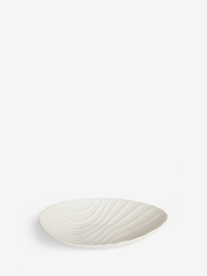 White pleated ceramic bowl 34cm diameter (British brand)