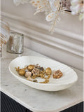 White pleated ceramic bowl 34cm diameter (British brand)