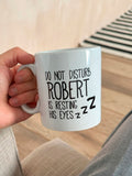 Solesmith Personalised Resting Eyes Mug, imported from the UK