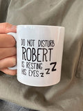 Solesmith Personalised Resting Eyes Mug, imported from the UK