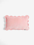 Rockett St George pink scalloped velvet slogan cushion 30x50cm (British brand)