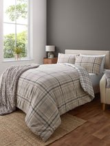 Catherine Lansfield Natural Kelso Check Reversible Duvet Cover Set